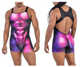 Combinaison musclée CandyMan 99796, couleur magenta